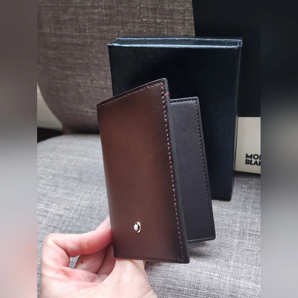 New Montblanc Meisterstuck Bifold Sfumato Brown Leather Card Holder #113167
